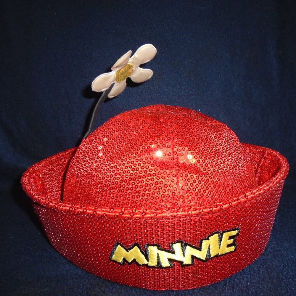 Disney Parks Classic Minnie Mouse Red Sequin Flower Hat